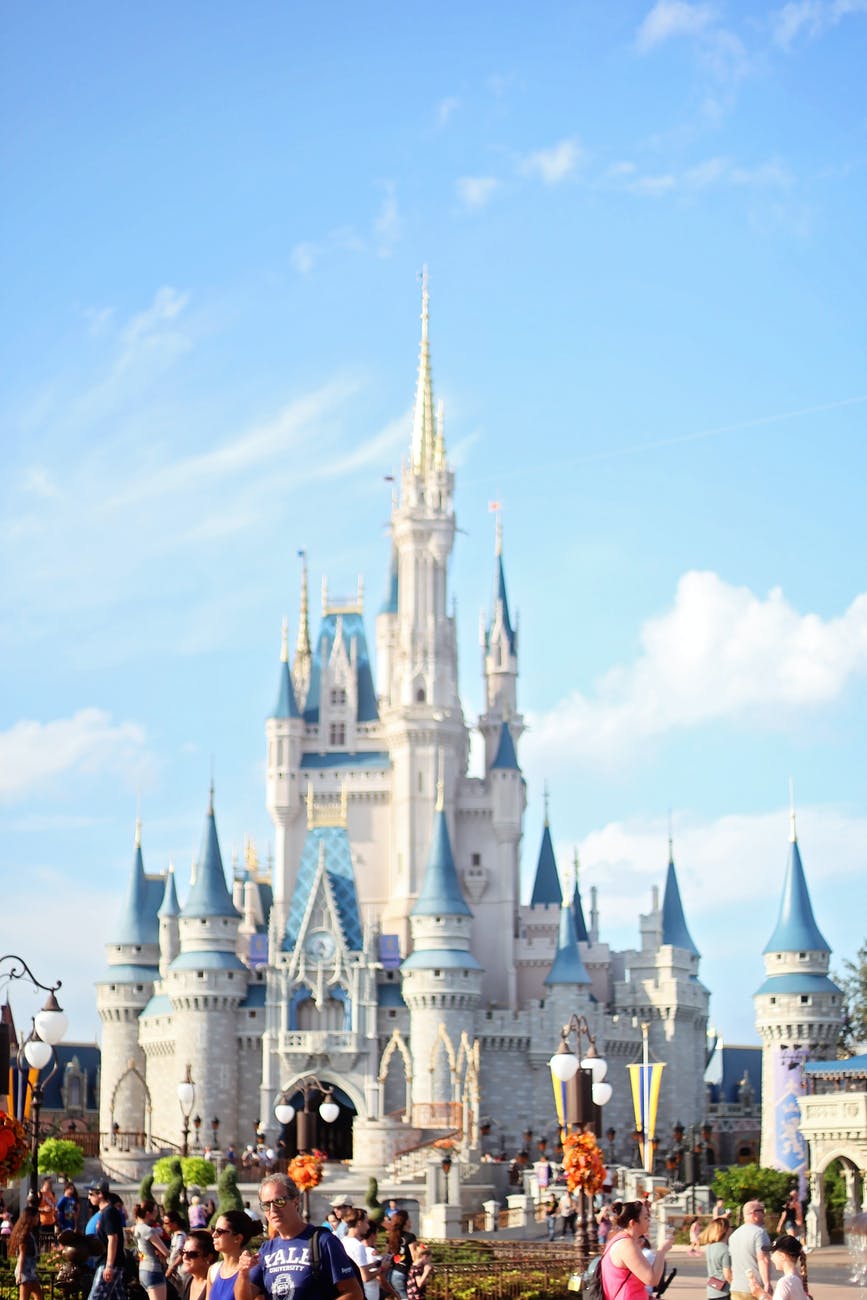 castle in amusement park on sunny day